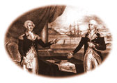 Gen. Washington presenting Capt. Barry with his commission
